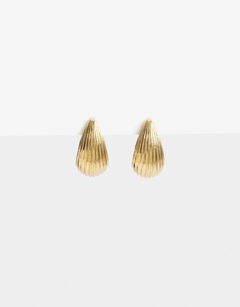Aros Colgantes Cortos Metal Aros Cortos De Acero - Dorado