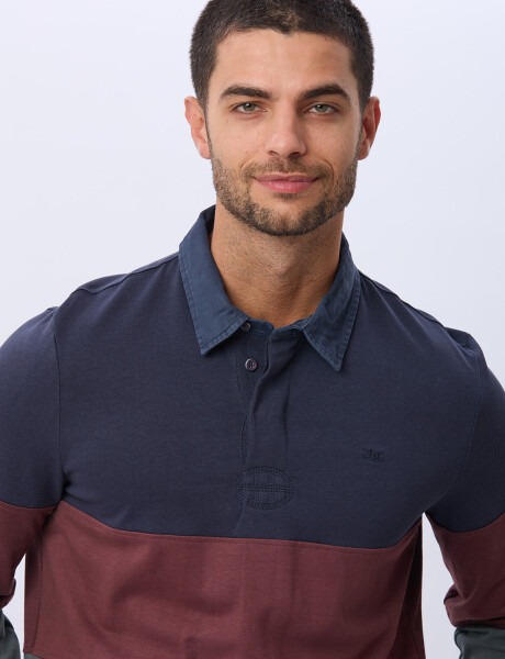 POLO RAYADA DE ALGODÓN Azul