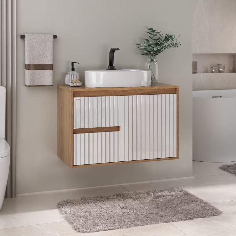 Mueble de baño suspendido Clarice 78 cm Blanco/Catedral sin bacha Mueble De Baño Suspendido Clarice 78 Cm Blanco/catedral Sin Bacha