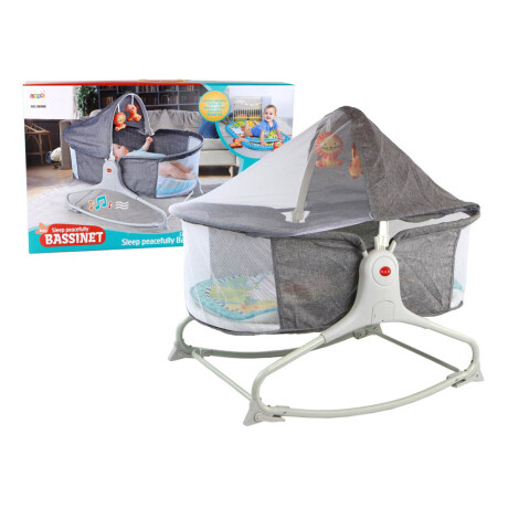 Cuna Bebe Mecedora C/ Sonido Y Movimiento Mosquit Gris