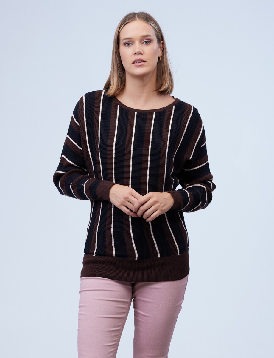 Buzo Dolman Colorblock - Marron/multi 