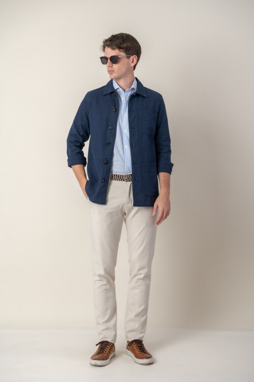 Sobre camisa Lino Azul