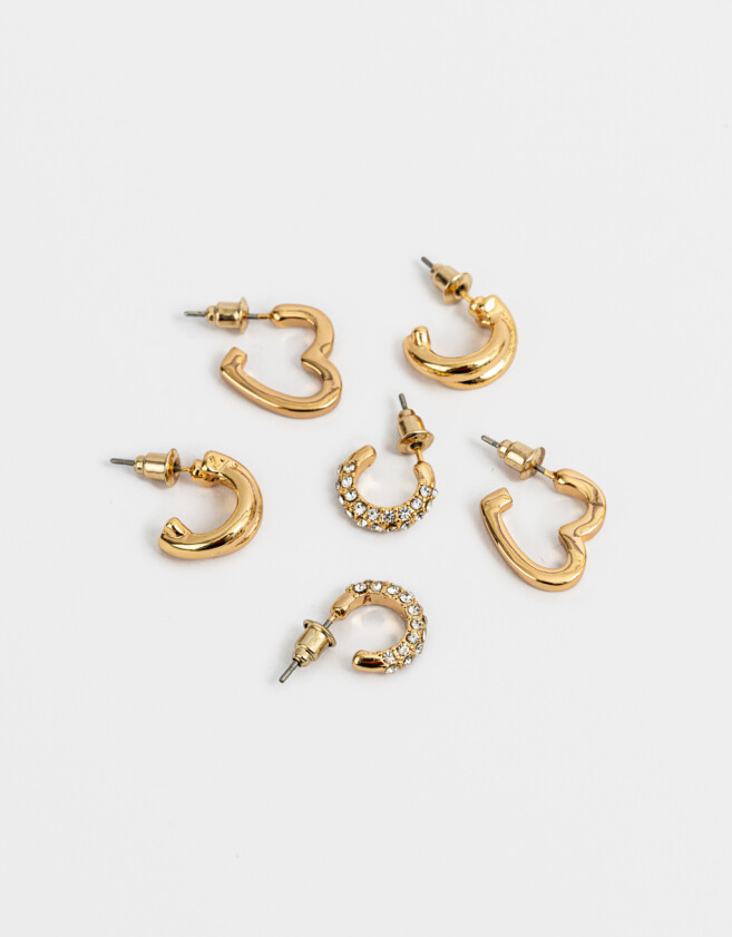Aros Argollas Set Bañada en Oro Set De Argollas - Dorado