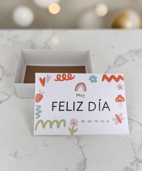 Caja Rectangular Impresa 20x30x9 cm - MUY FELIZ DIA Caja Rectangular Impresa 20x30x9 cm - MUY FELIZ DIA
