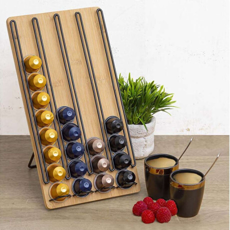 Soporte para Capsulas De Cafe Nespresso Madera De Bambú Y Metal
