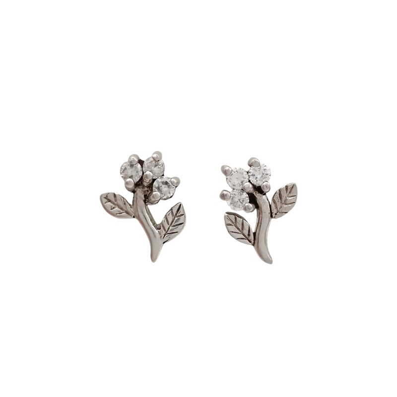 Caravanas Flor-Plata 925-Piedra zirconia-CA3028 Conpiedra