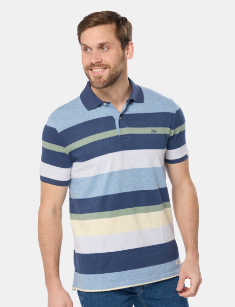 REMERA POLO JERSEY RAYADA Celeste