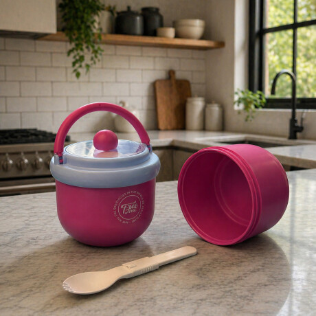 Vianda con cuchara plegable Fucsia