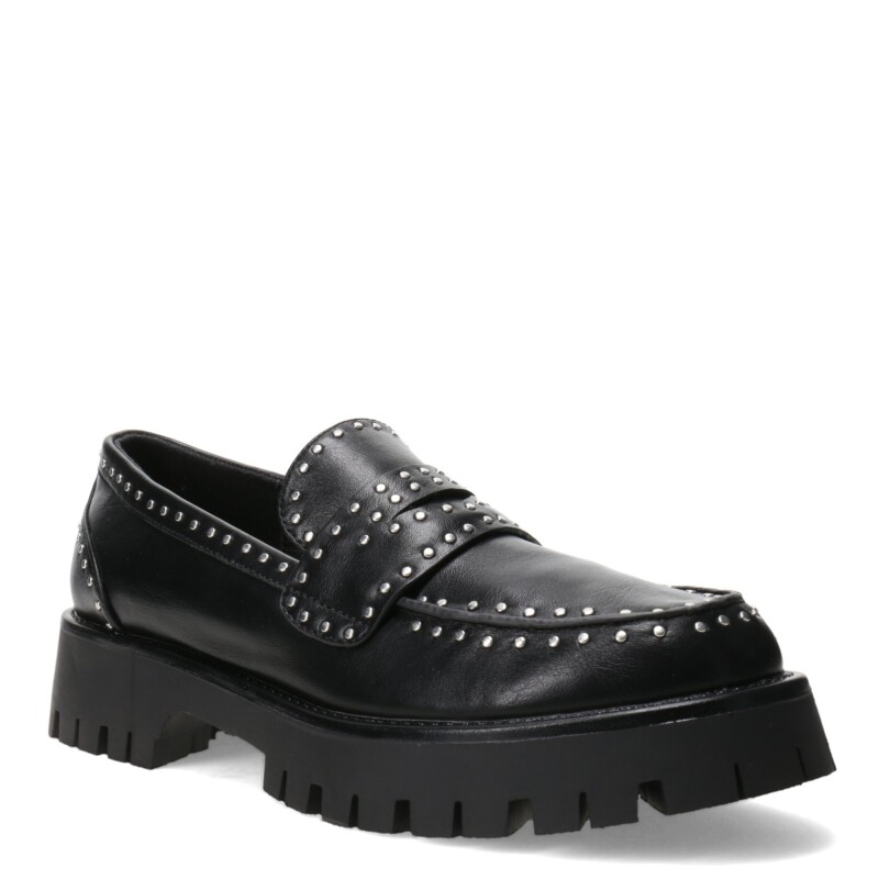 Zapatos de Mujer Miss Carol mocasin KANU con tachas Negro - Plateado
