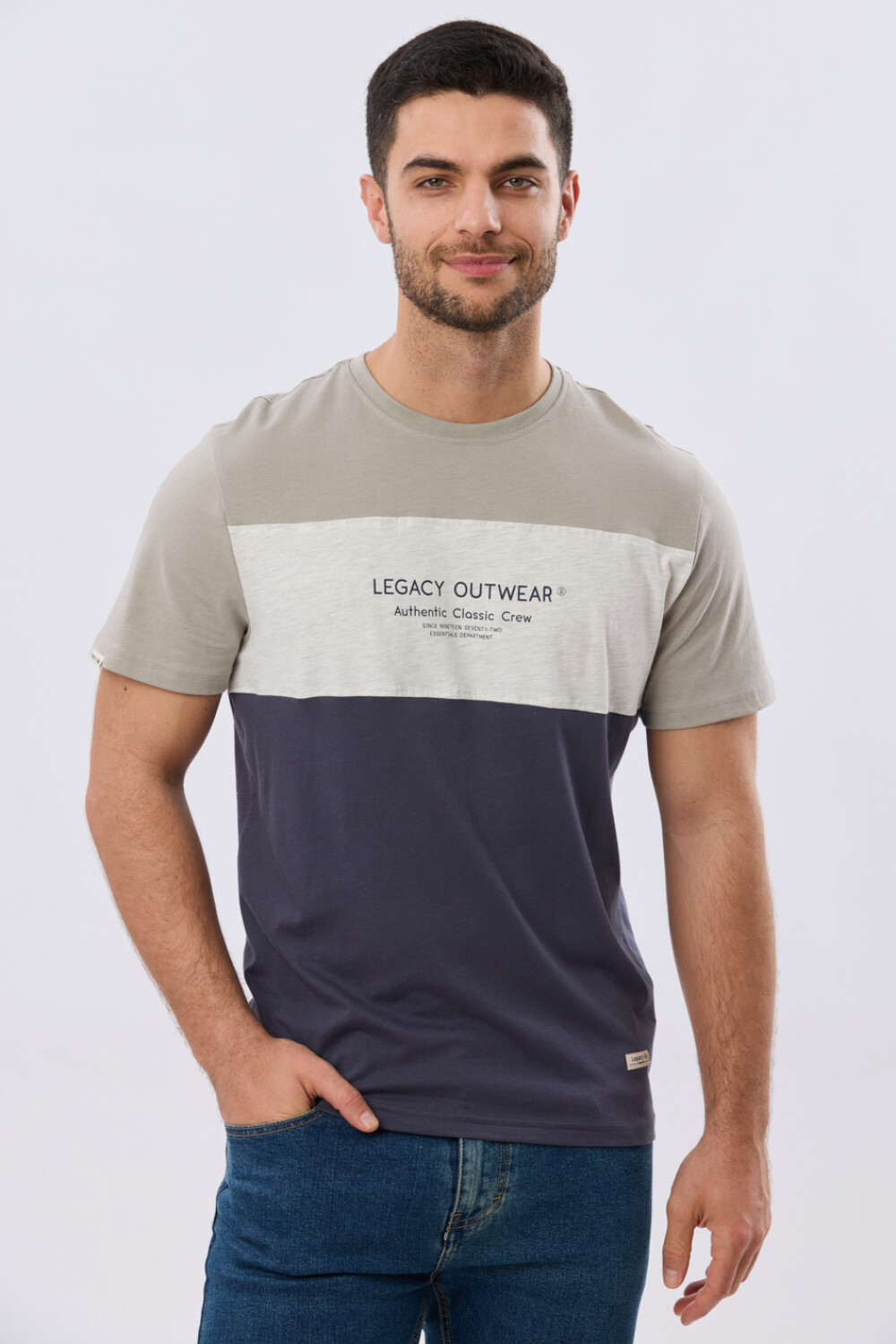REMERA RAYADA DE ALGODÓN Azul