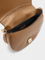 Bolso Bandolera Ovalado Con Solapa camel