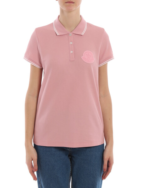 Moncler -Remera polo de algodón manga corta Rosado