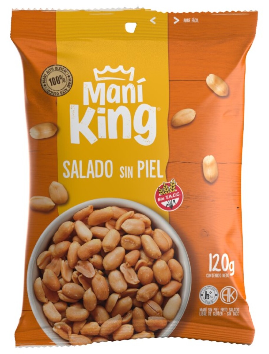 SNACK MANI PELADO FRITO KING 120G CON SAL 