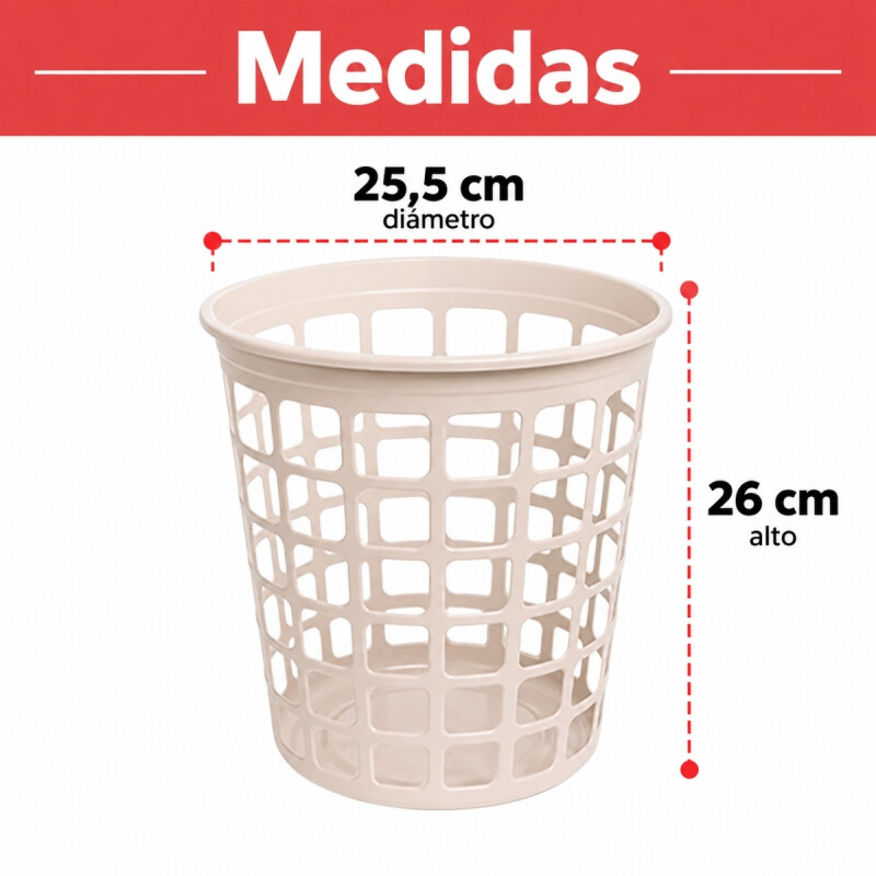 Cesto redondo calado 9 lts BEIGE