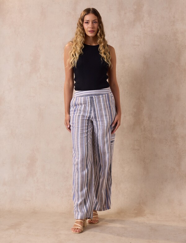 Pantalon Lino Cargo MULTI/BEIGE