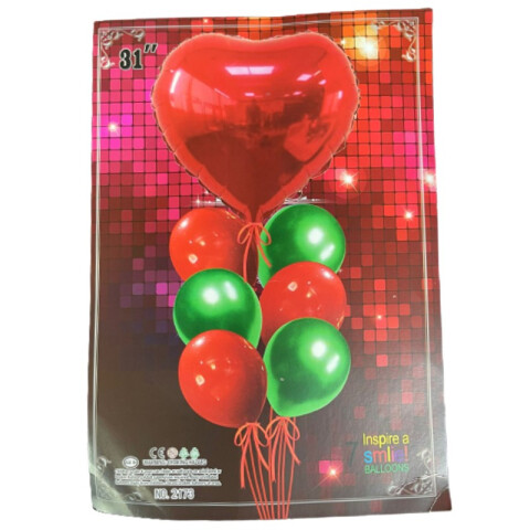 Set de Globos con Corazon x7 Rojo