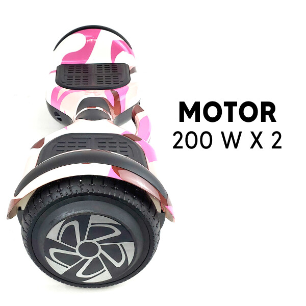 Combo De Skate Eléctrico 6.5" Con Luces Y Bluetooth + Asiento Para Hoverboard ROSA