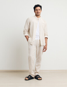011954 CAMISA HARRINGTON LABEL LINO Beige