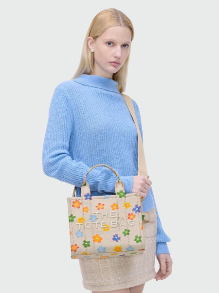MARC JACOBS - THE WILD DAISY CANVAS SMALL TOTE BAG Blanco