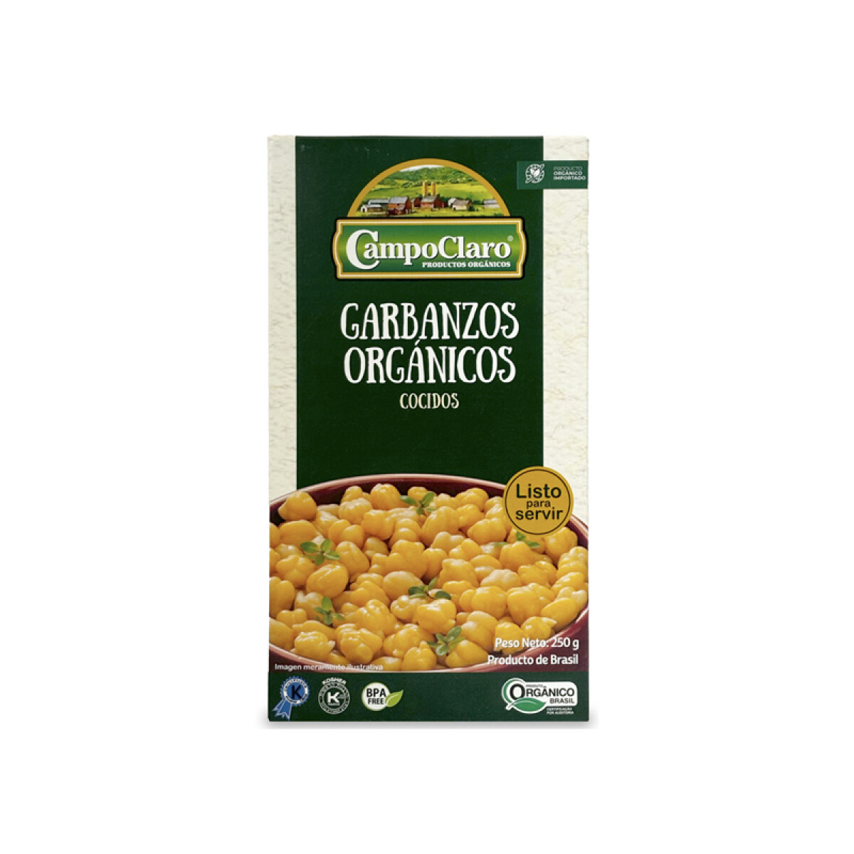Garbanzos cocidos organicos 250g Campo Claro 