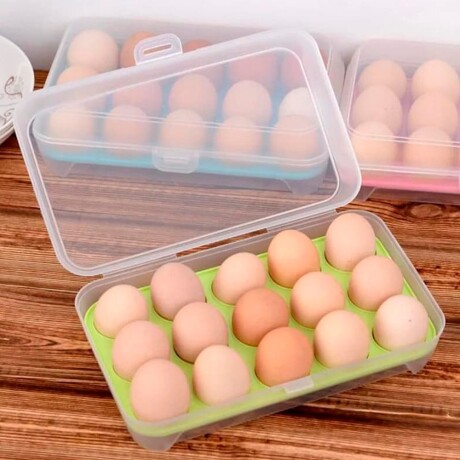 Huevera Organizador Plástico Para Almacenamiento 15 Huevos Verde