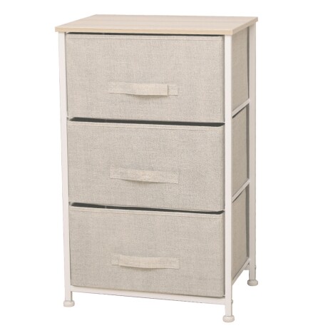 Mueble organizador cómoda 3 cestos en tela beige Selecta Mueble organizador cómoda 3 cestos en tela beige Selecta