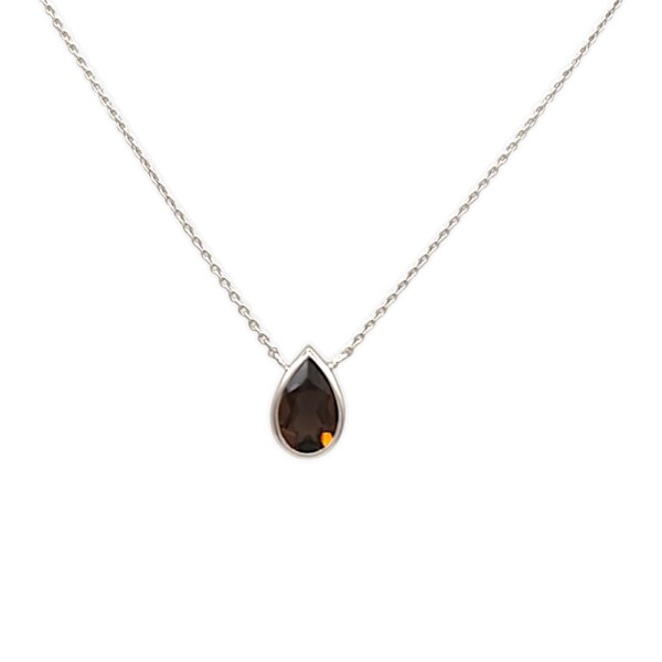 Conjunto colgante Lágrima- Plata 925 - Cuarzo Ahumado - CJ3141 Conpiedra