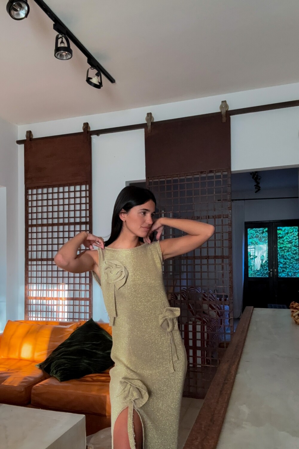 Rosette Dress Dorado