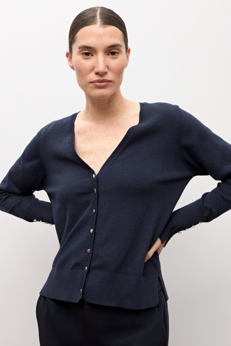 Cardigan abotonado azul marino