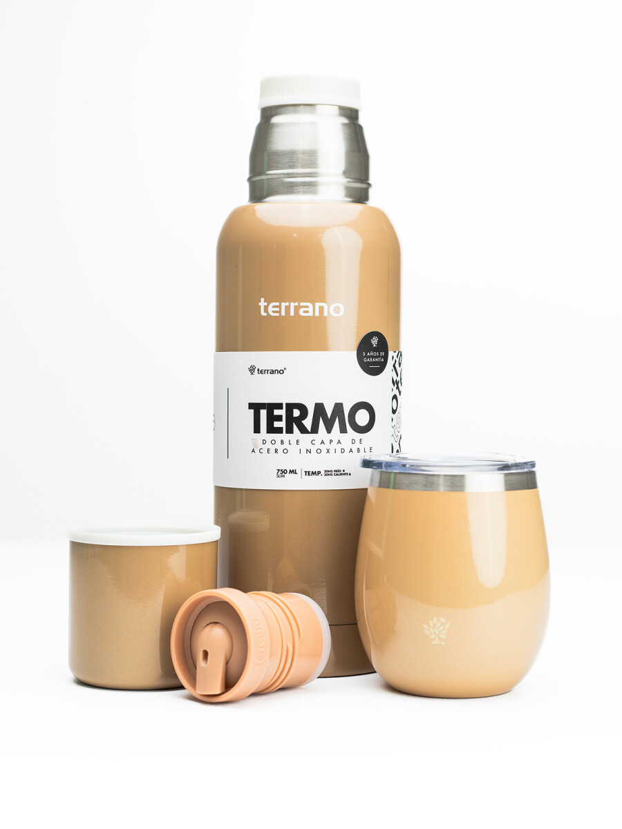 Kit Matero - Termo 750ML Slim + Mate Con Tapa - Oro 