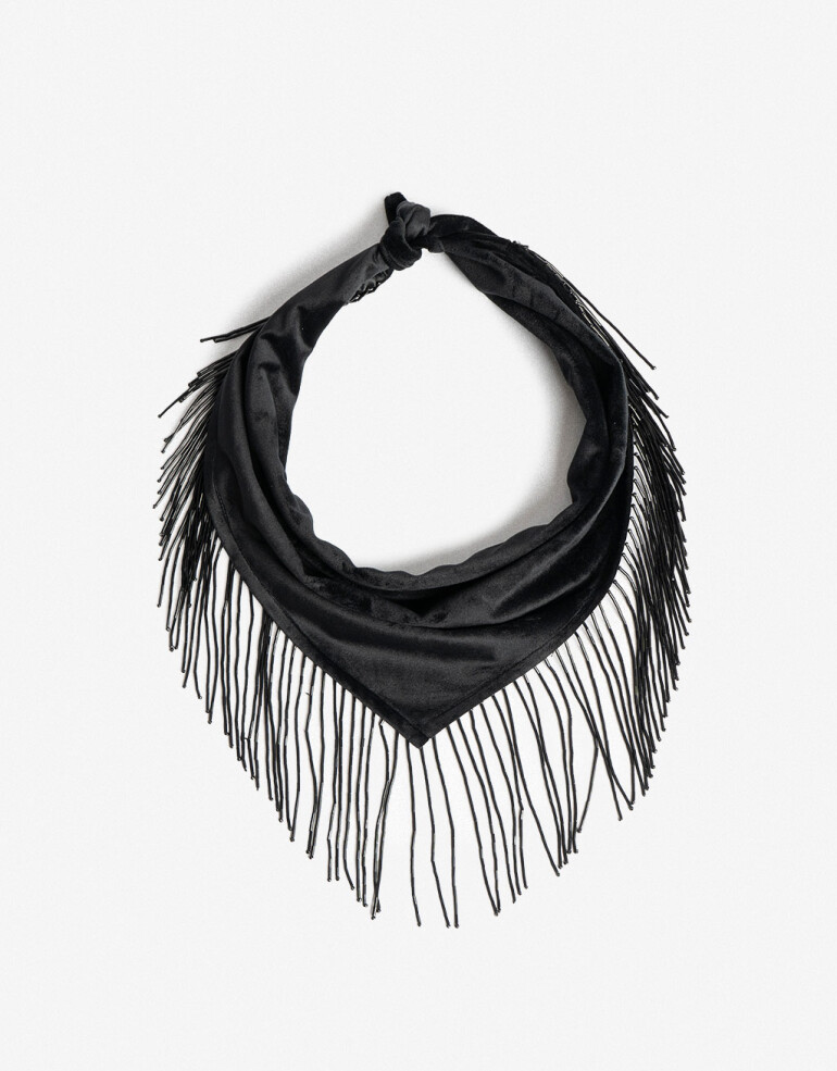 Pañuelos Raso Pañuelo Con Flecos - Negro