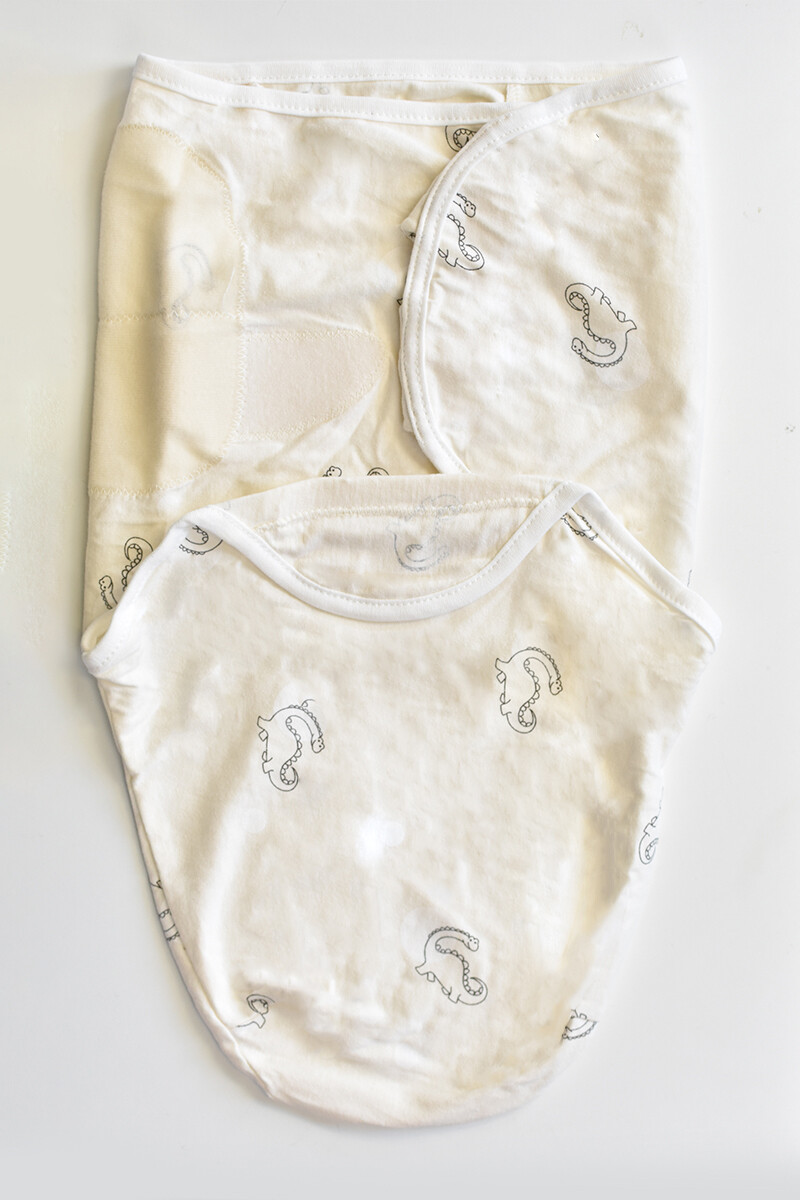 Manta envolvente para bebés - Beige con dinosaurios 