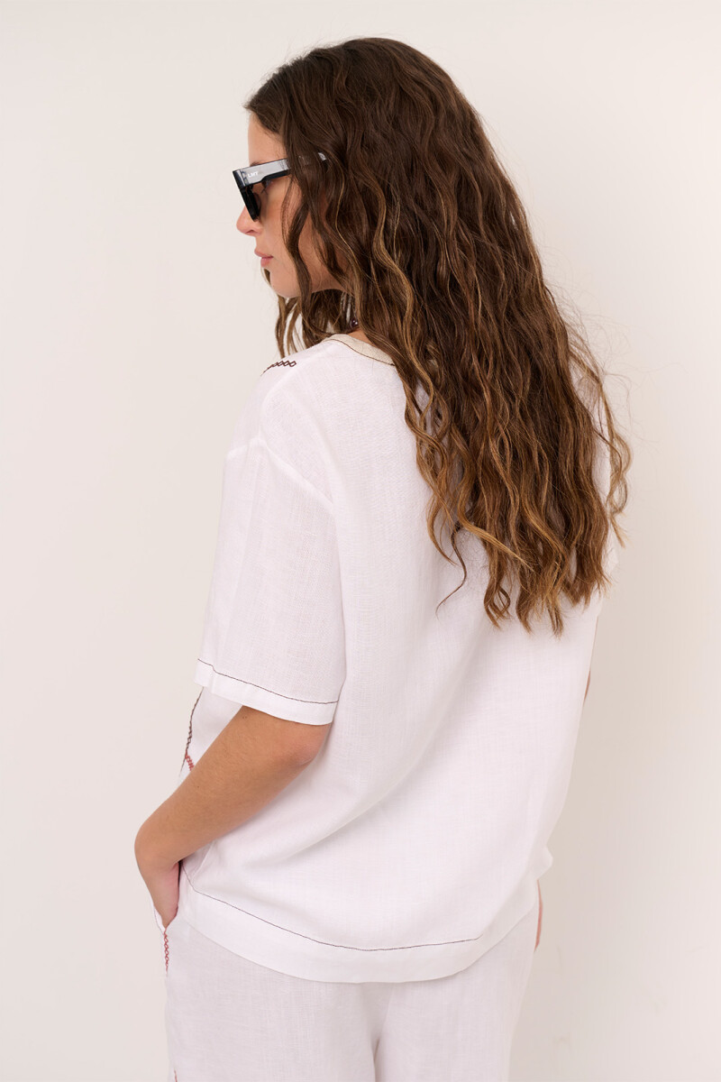 BLUSA LINO CRUZ BLANCO