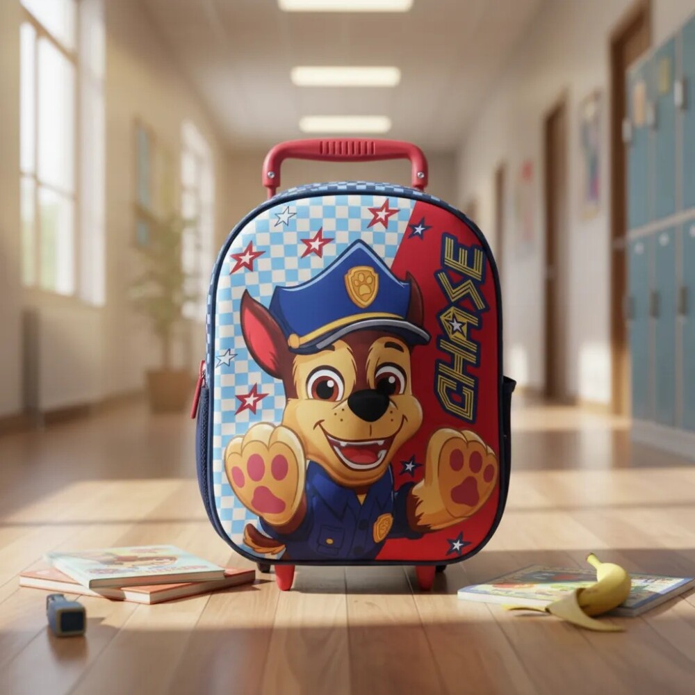 Mochila Infantil Paw Patrol 3d Con Carro 30 Cm azul