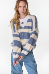 Cardigan Clover Crudo/Azul