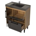 MUEBLE DE BAÑO 80 CM CON MESADA - GRAFITO/MIEL MUEBLE DE BAÑO 80 CM CON MESADA - GRAFITO/MIEL