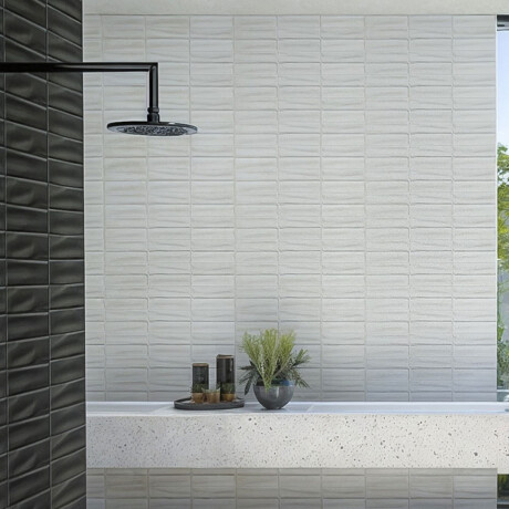 Cerámica Blanco Brick Con Relieve 7.5X26Cm Pared GAMAS DE BLANCO