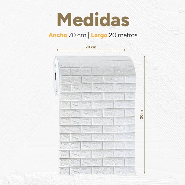 Revestimiento Pared Adhesivo 3d Piedra Ladrillo 20 Mts x 0,70 Mts Variante Color Blanco