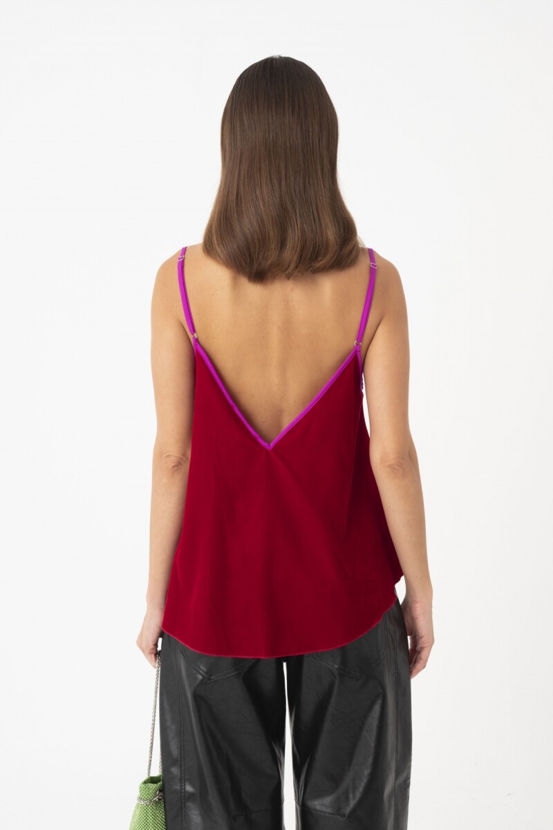 Top de bretel fino regulable Rojo