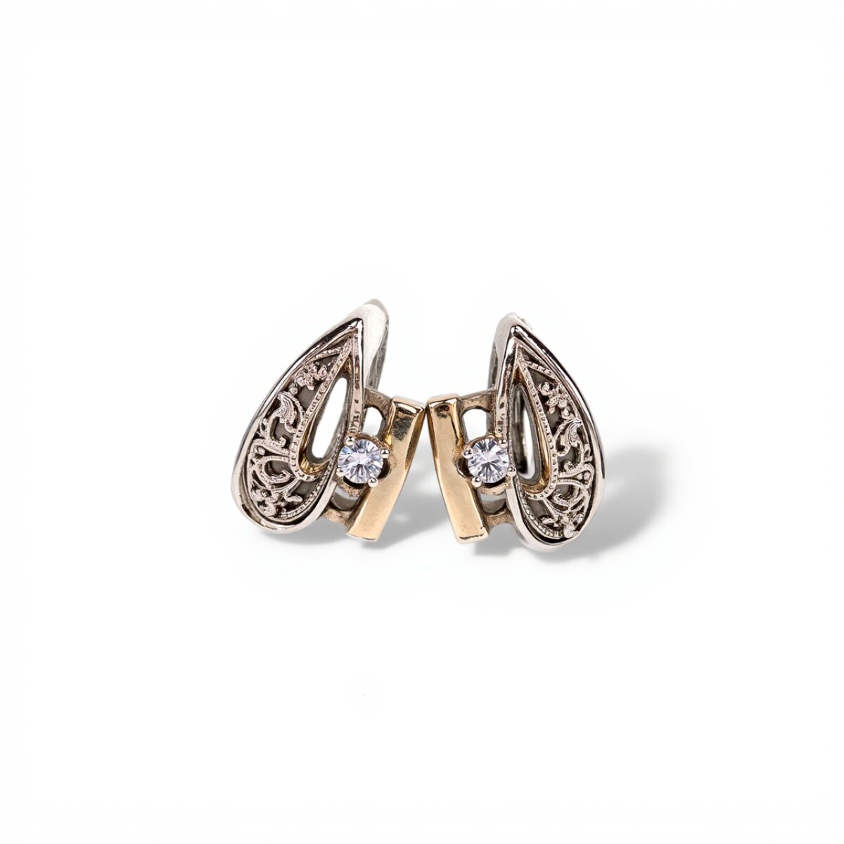 Caravanas Vintage Zirconia-Plata y oro-Zirconia-CA5044 - conpiedra 