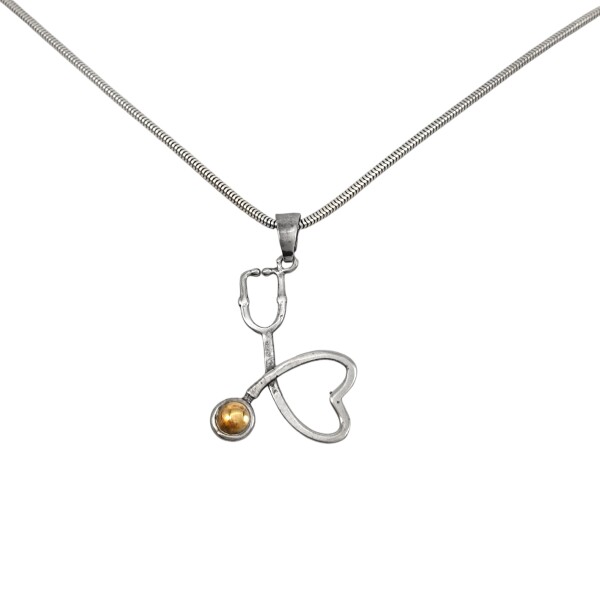 Dije Estetoscopio -Plata y Oro-Sin piedra-CP5148 sinpiedra