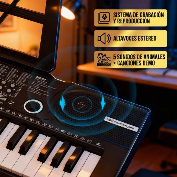 Organo musical Teclado Piano con 61 Teclas 100 Ritmos 100 Tonos y Micrófono Imback Organo musical Teclado Piano con 61 Teclas 100 Ritmos 100 Tonos y Micrófono Imback