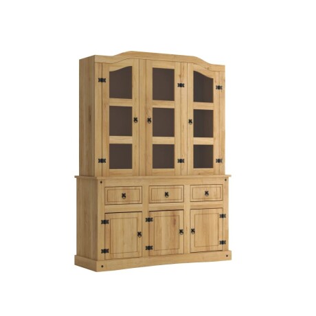Cristalero Con Alzada Rustico 6 Puertas 3 Cajones Natural M Cristalero Con Alzada Rustico 6 Puertas 3 Cajones Natural M