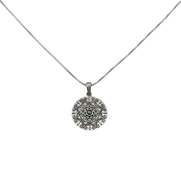 Conjunto Mandala - Plata 925 - Piedra Turquesa- CJ3026 Conpiedra