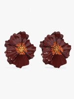 Pendientes Maxi Con Flor Doble En Relieve naranja