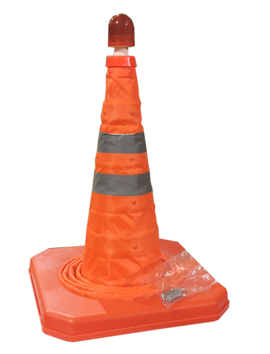 SEÑALIZACION - CONO REFLECTIVO 70CM. RETRACTIL LUZ LED - 