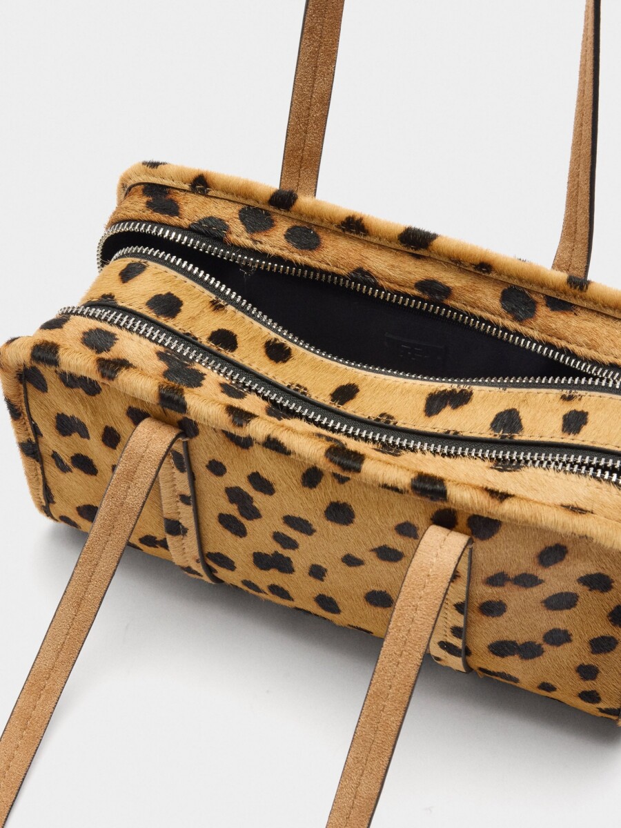 Bolso Bowling De Piel Estampado Animal camel