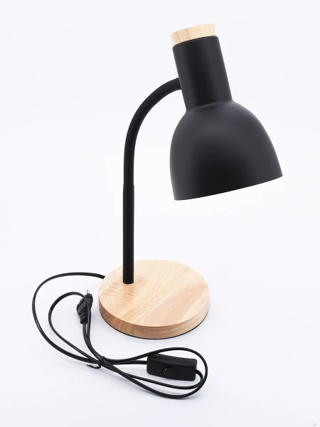 LÁMPARA DE ESCRITORIO BASE MADERA NEGRO
