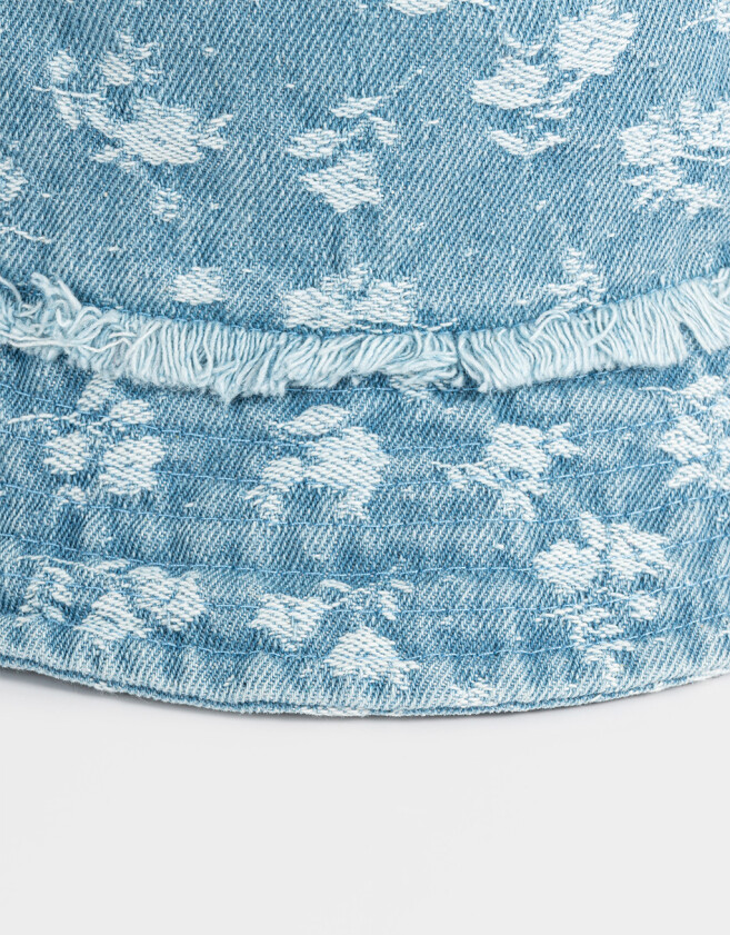 Sombreros Piluso Denim Florcitas - Azul Celeste