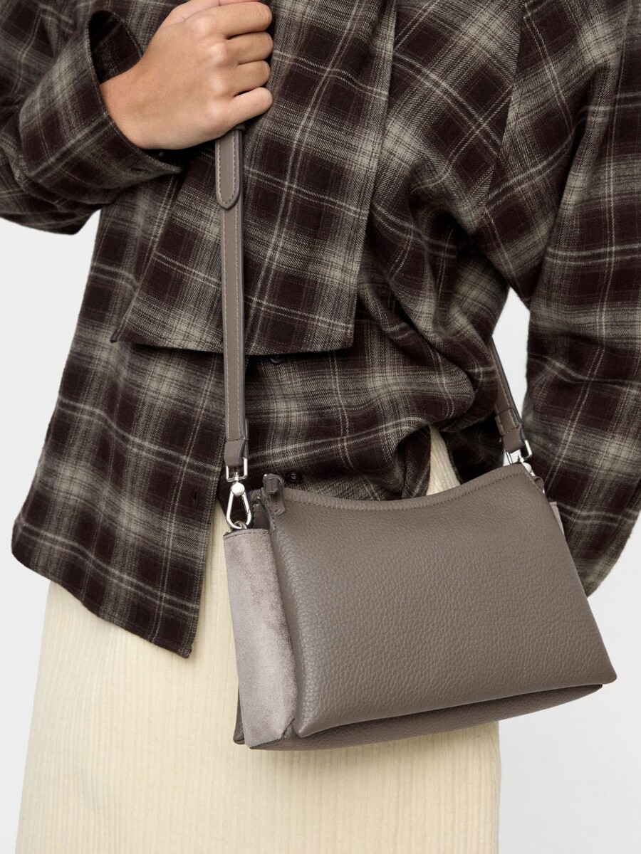 Bolso Bandolera Con Textura Efecto Piel gris